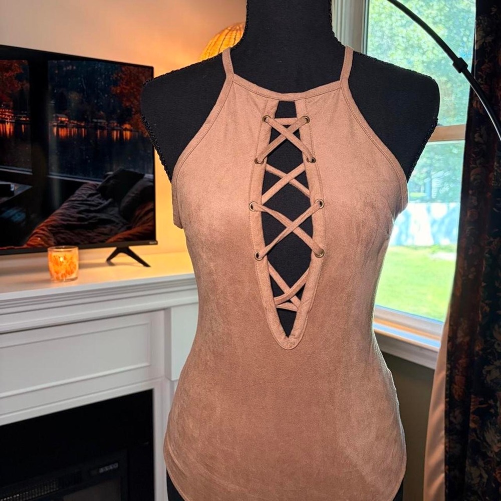 Halter lace up bodysuit